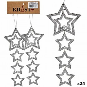 Set di Addobbi di Natale Argentato Plastica Porporina Stella 19 x 0,2 x 23 cm (24 Unità)