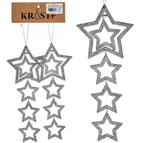 Set di Addobbi di Natale Argentato Plastica Porporina Stella 19 x 0,2 x 23 cm (24 Unità)