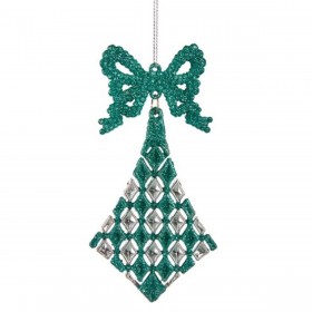 Decorazione Natalizia Fiocco Rombos Verde Plastica Porporina 7,5 x 1 x 15,5 cm (24 Unità)