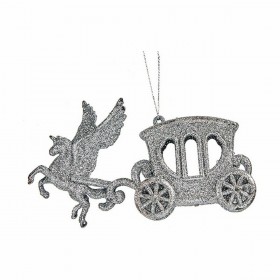 Decorazione Natalizia Carrozza Magica Argentato Plastica Porporina 15,5 x 8,5 x 4,5 cm (24 Unità)