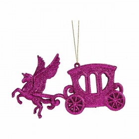 Decorazione Natalizia Carrozza Magica Fucsia Plastica Porporina 15 x 8,5 x 4,5 cm (24 Unità)