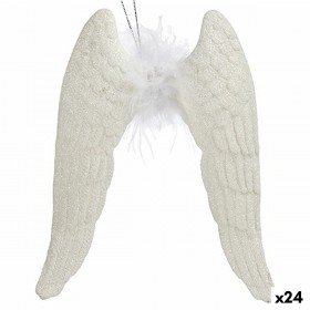 Decorazione Natalizia Ali d'Angelo Bianco Plastica Porporina 12,5 x 15 x 2,5 cm (24 Unità)