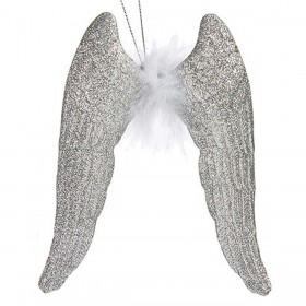 Decorazione Natalizia Ali d'Angelo Argentato Plastica Porporina 12,5 x 15 x 2,5 cm (24 Unità)