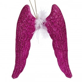 Decorazione Natalizia Ali d'Angelo Fucsia Plastica Porporina 12,5 x 15 x 2,5 cm (24 Unità)