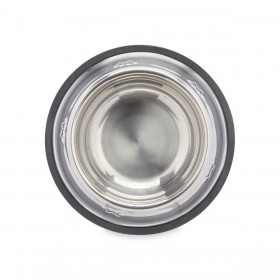 Ciotola per cani Argentato Grigio Gomma Metallo 22 x 6 x 22 cm (12 Unità)