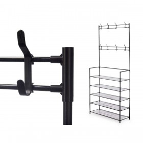 Scarpiera 80 x 29 x 175 cm 5 Mensole Appendiabiti Nero Metallo (6 Unità)