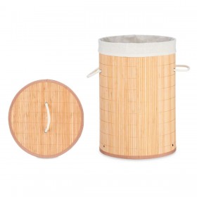 Cesto per i Panni Sporchi Naturale Metallo Bambù Legno MDF 48 L 37 x 50 x 37 cm (4 Unità)