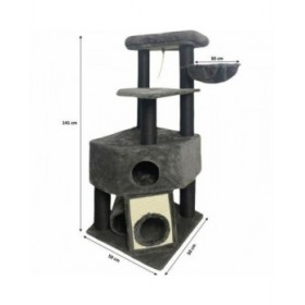 Tiragraffi per Gatti Guily Dark Grigio Poliestere Juta Stoffa Legno Metallo Carta Acciaio Legno MDF Sisal (1 Unità)