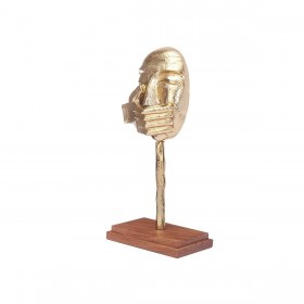 Statua Decorativa Viso Dorato Legno Metallo 17 x 33,5 x 10 cm