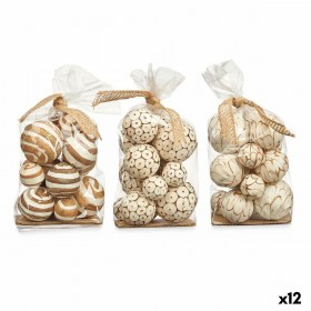 Set di palline decorative Bianco Marrone (12 Unità)