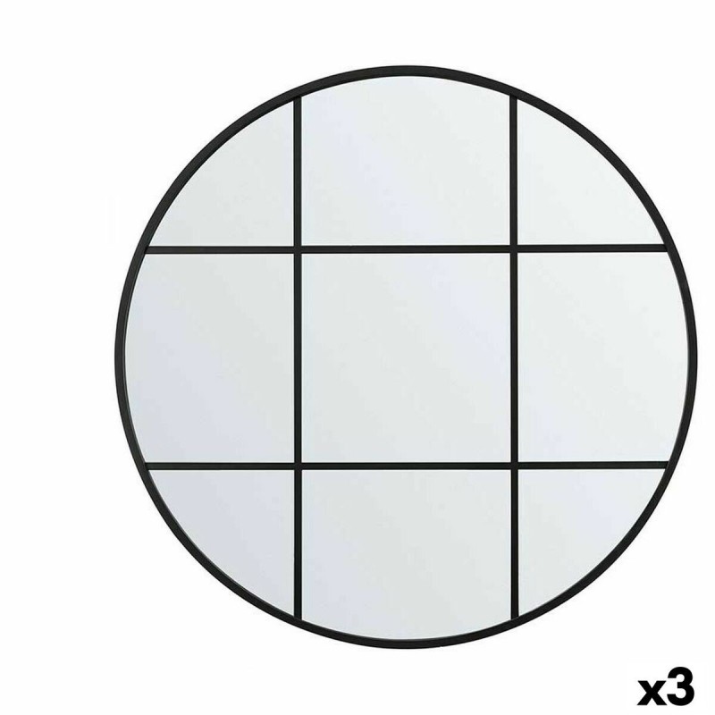Specchio da parete Finestra Nero polistirene 80 x 80 x 3 cm (3 Unità)