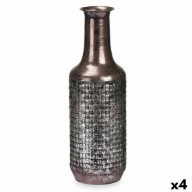 Vaso Argentato Metallo 14 x 46 x 14 cm (4 Unità) Con rilievo