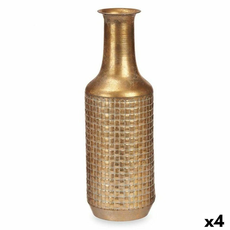 Vaso Dorato Metallo 14 x 46 x 14 cm (4 Unità) Con rilievo
