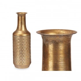 Vaso Dorato Metallo 14 x 46 x 14 cm (4 Unità) Con rilievo