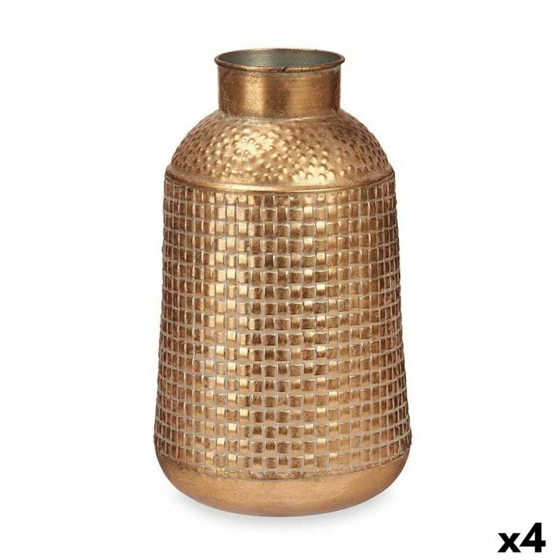 Vaso Dorato Metallo 22,5 x 39,5 x 22,5 cm (4 Unità) Con rilievo