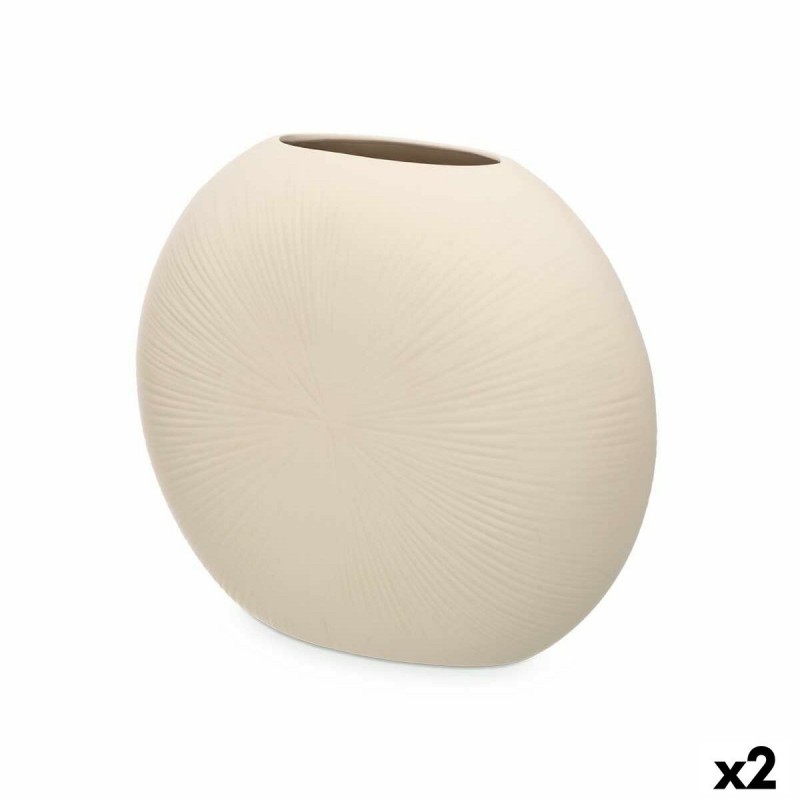 Vaso Beige Ceramica 36 x 34 x 16 cm (2 Unità) Circolare