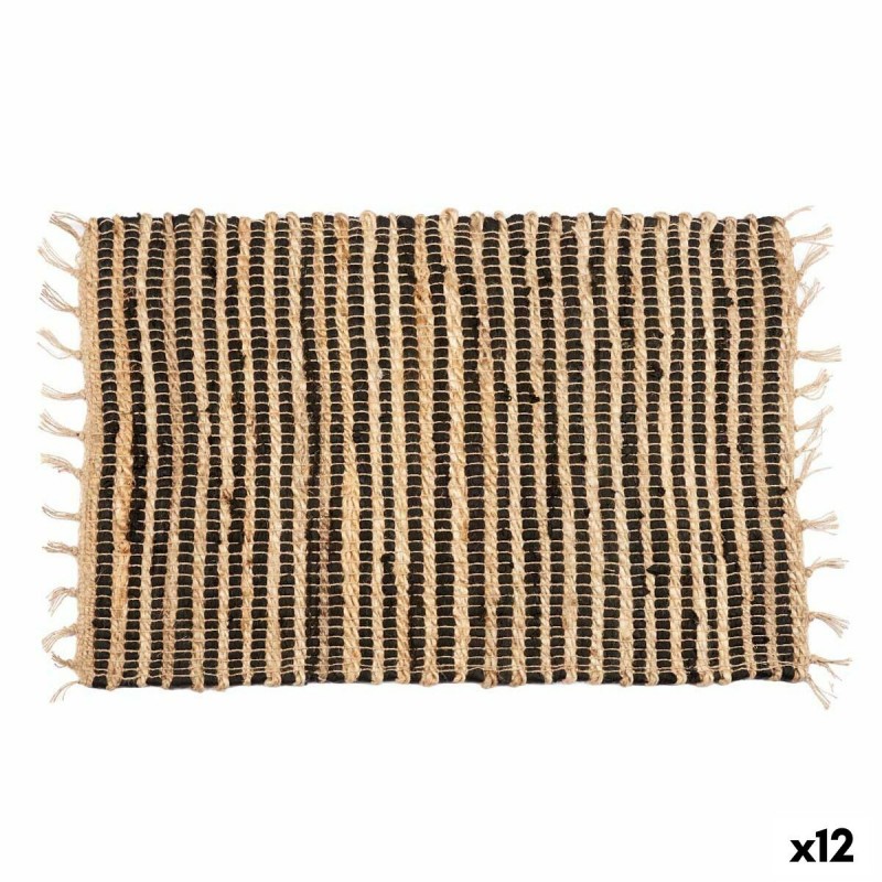 Tappeto Nero Naturale Righe 60 x 1 x 90 cm (12 Unità)
