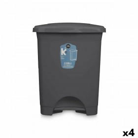 Cestino a pedale Antracite Plastica 30 L (4 Unità)