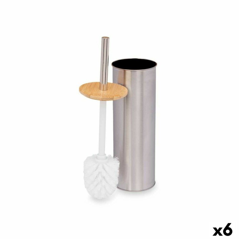 Scopino per il Bagno Argentato Bambù Acciaio inossidabile 9,5 x 27,5 x 9,5 cm (6 Unità)