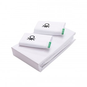 Set di Lenzuola Benetton Bianco 4 Pezzi