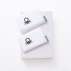 Set di Lenzuola Benetton Bianco 4 Pezzi