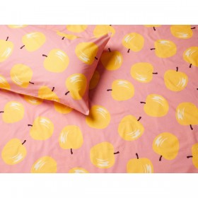 Set di Lenzuola Benetton Giallo Rosa Standard Mela 4 Pezzi
