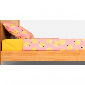 Set di Lenzuola Benetton Giallo Rosa Standard Mela 4 Pezzi