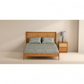 Set di Lenzuola Benetton Giallo Azzurro Standard Ciliegie 4 Pezzi