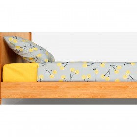 Set di Lenzuola Benetton Giallo Azzurro Standard Ciliegie 4 Pezzi