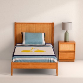 Set di Lenzuola Benetton Giallo Azzurro Ciliegie 3 Pezzi