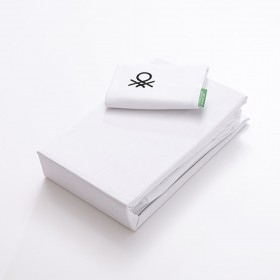 Set di Lenzuola Benetton Bianco Individuale 3 Pezzi