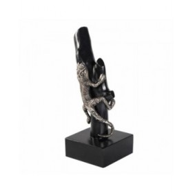 Statua Decorativa Alexandra House Living Nero Argentato Metallo Legno di mango Lucertola 17 x 32 x 13 cm
