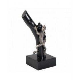 Statua Decorativa Alexandra House Living Nero Argentato Metallo Legno di mango Lucertola 17 x 32 x 13 cm