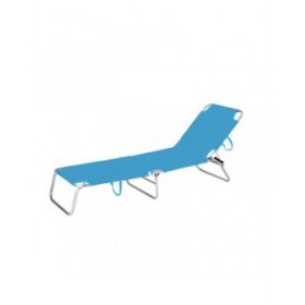 Marbueno Lettino Pieghevole in Alluminio Beige/Azzurro Assortito Spiaggia e Piscina 187X58X24 cm 10363