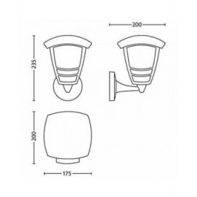 Applique da Parete Philips My Garden Creek Nero Alluminio A 60 W E27