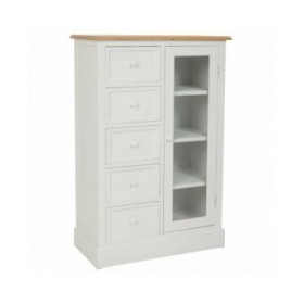 Cassettiera Alexandra House Living Bianco Naturale Legno di paulownia Legno MDF 35 x 110 x 72 cm