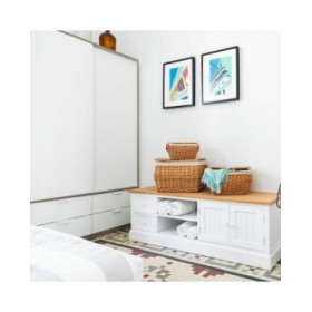Cassettiera multiuso Alexandra House Living Bianco Naturale Legno di paulownia Legno MDF 45 x 50 x 150 cm