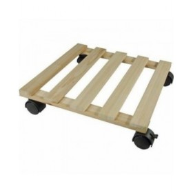 Supporto con Ruote per Vasi Nature Naturale Legno di abete (35 x 35 x 7,4 cm)