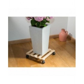 Supporto con Ruote per Vasi Nature Naturale Legno di abete (35 x 35 x 7,4 cm)