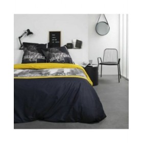 Set di Lenzuola TODAY Nero Giallo Letto matrimoniale 220 x 240 cm