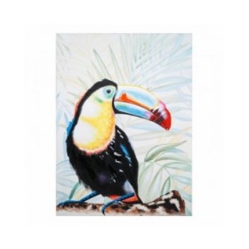 Quadro Alexandra House Living Toucan Tela Legno di abete 120 x 3 x 90 cm