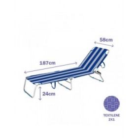 Marbueno Sdraio Pieghevole alluminio a righe blu e bianche per spiaggia e piscina 187X58X24 cm 10364