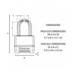Lucchetto a combinazione Master Lock M178EURD Acciaio Zinco Nero