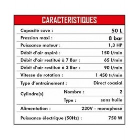 Compressore d'Aria MECAFER 425523 Orizzontale Silenzioso 8 bar 24 L