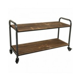 Scaffale Alexandra House Living Marrone Grigio Legno Metallo 34 x 58 x 98 cm Con ruote