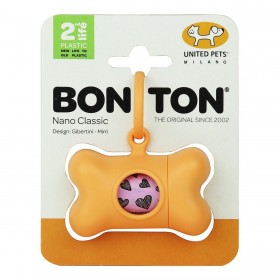 Dispenser di Buste per Animali Domestici United Pets Bon Ton Nano Classic Cane Arancio Plastica riciclata (6 x 3 x 4 cm)