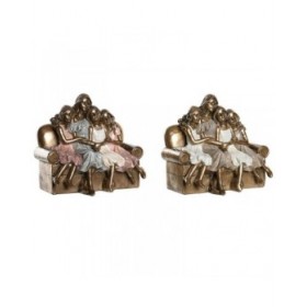 Statua Decorativa DKD Home Decor 17 x 10,5 x 15,5 cm Rosa Dorato Bianco (2 Unità)