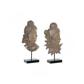 Statua Decorativa DKD Home Decor 23 x 8 x 42 cm Nero Marrone Buddha Orientale (2 Unità)