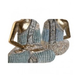 Statua Decorativa DKD Home Decor 23 x 13 x 34 cm Azzurro Buddha Turchese Orientale Decapaggio (2 Unità)