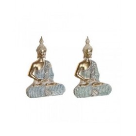 Statua Decorativa DKD Home Decor 18,6 x 9,7 x 27 cm Azzurro Buddha Turchese Orientale Decapaggio (2 Unità)